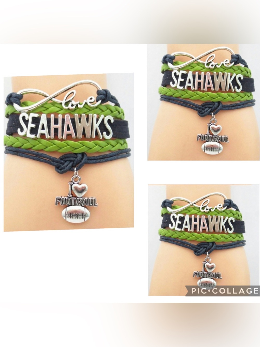 3-New Seahawks football infinity bracelets